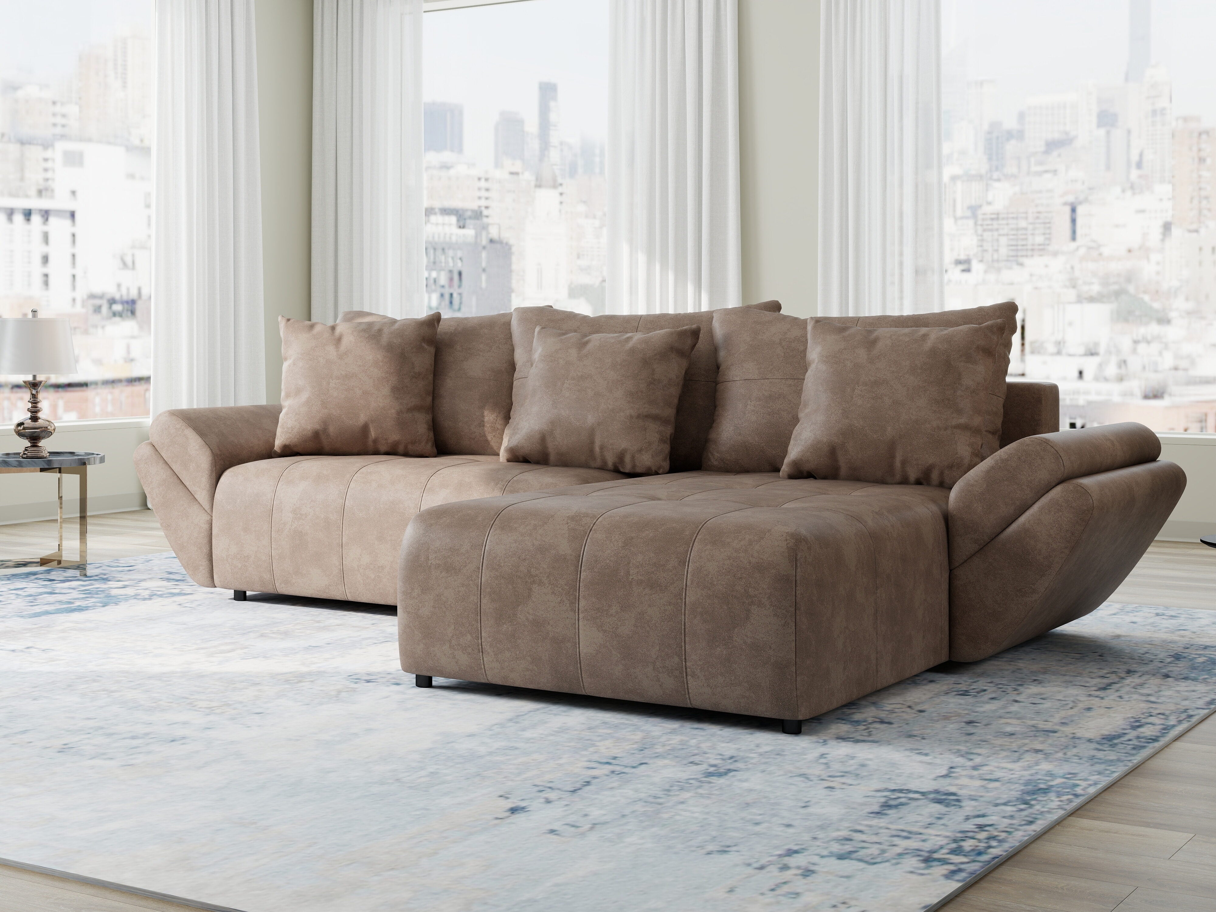 Colțar extensibil dumonde cu ladă de depozitare si sezut confortabil din spuma HR, Berlin Tobago Maro 280x185 cm II