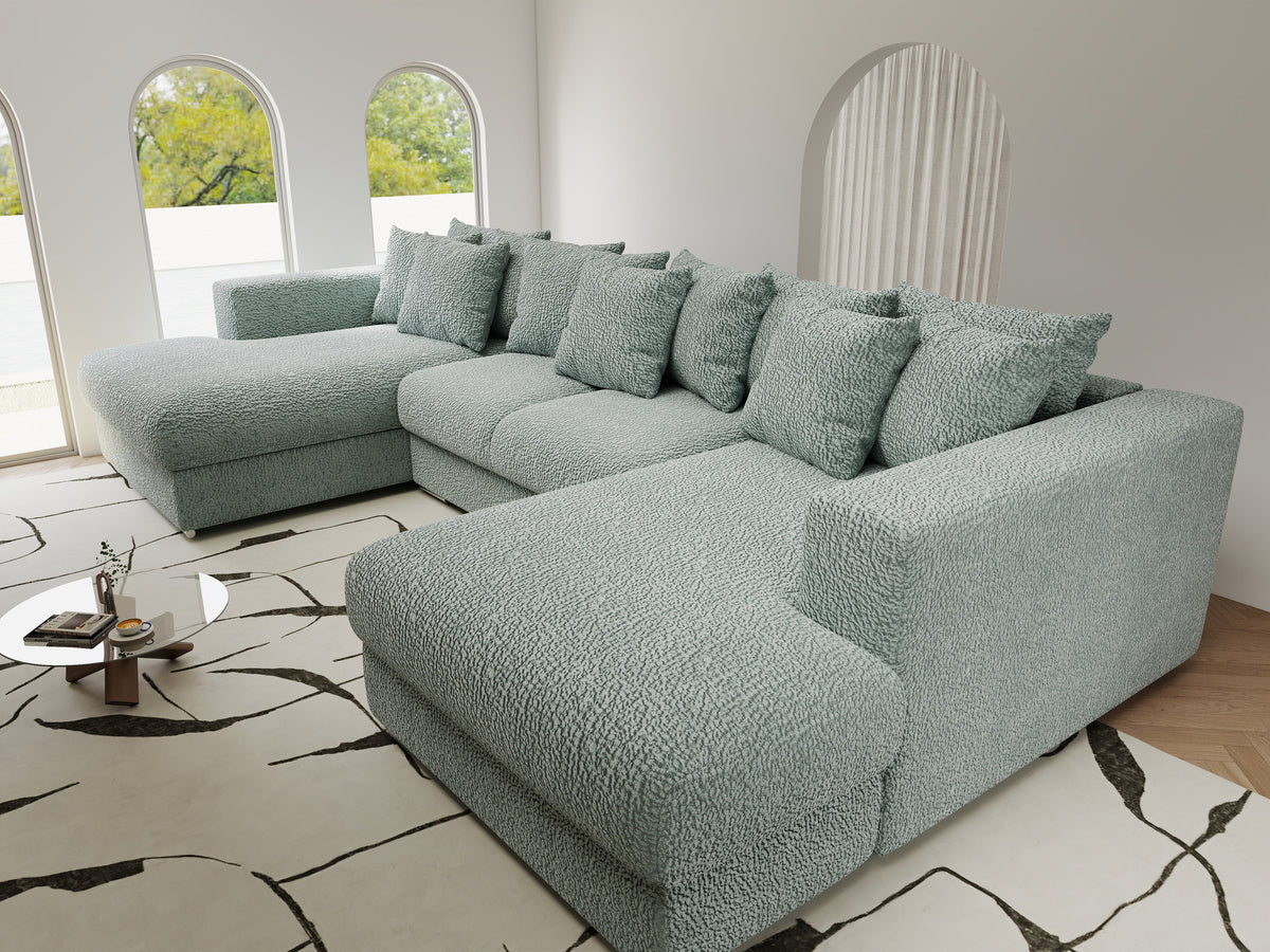 Colțar extensibil dumonde Gloria U Jaguar Aqua 340x167 cm — imagine 10