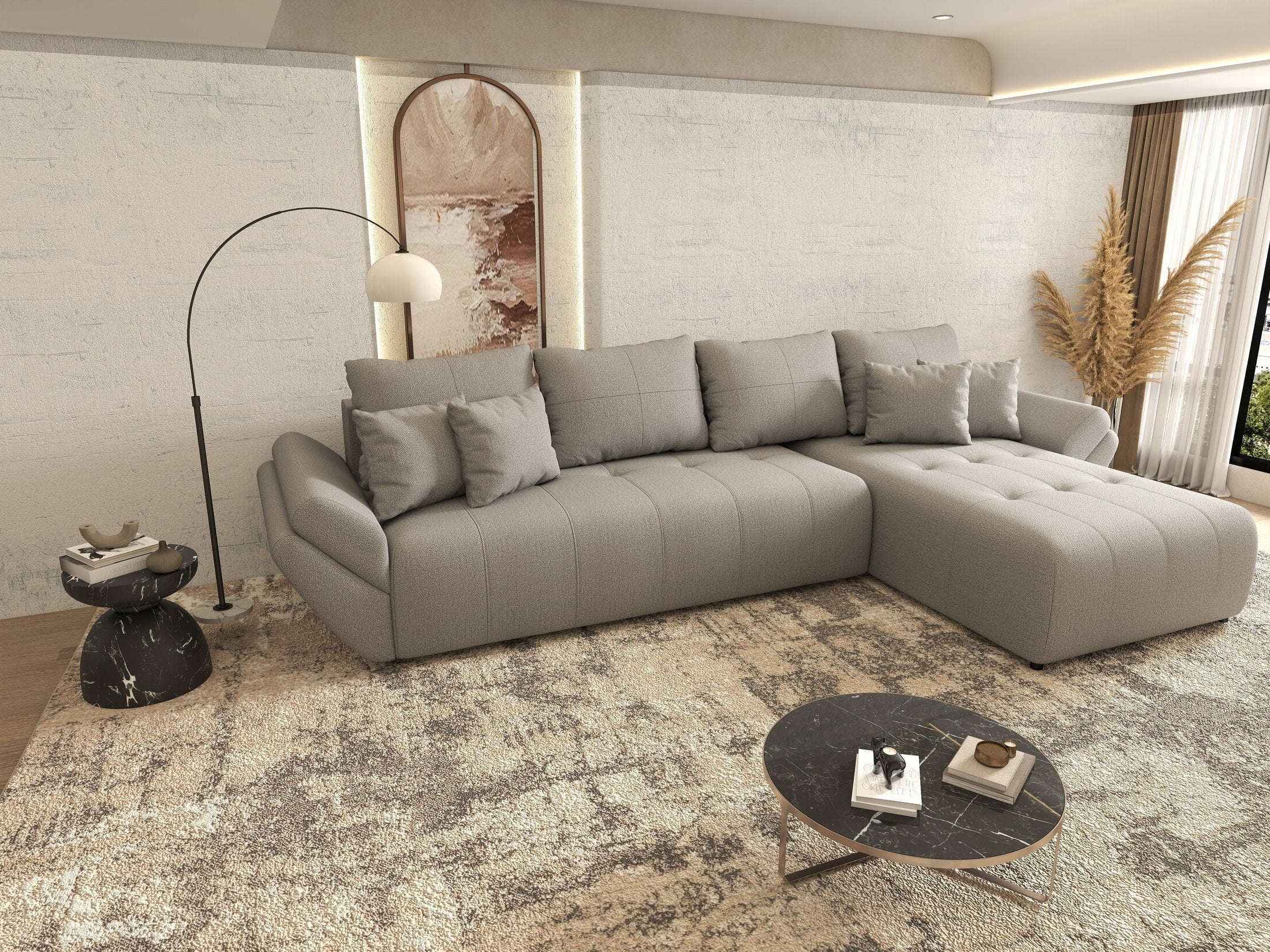 Colțar extensibil dumonde cu ladă de depozitare Berlin XL Enjoy Grey 350x185 cm II
