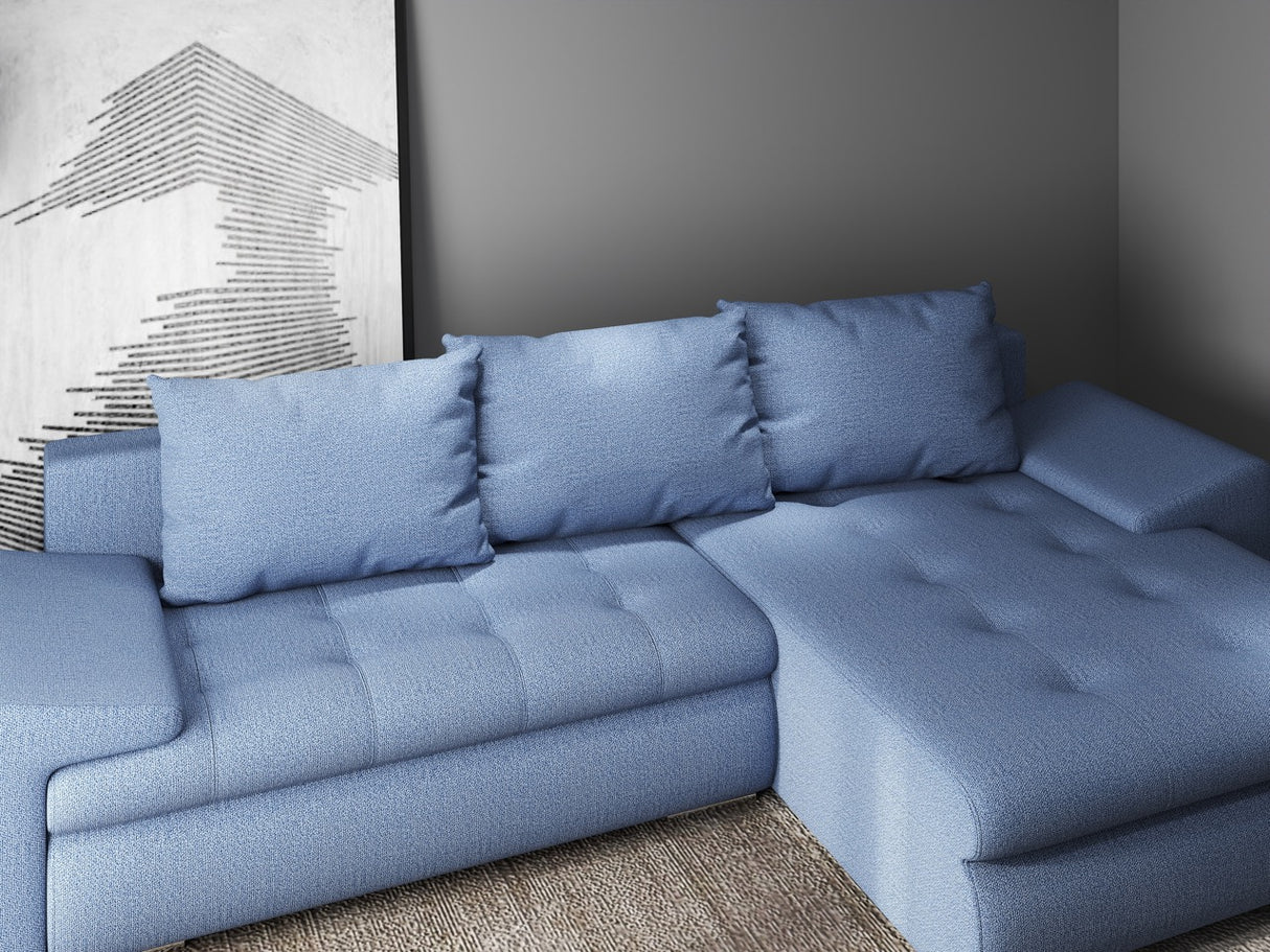 Colțar extensibil dumonde cu ladă de depozitare si sezut confortabil din spuma HR, Leonardo Enjoy Albastru 255x193 cm II