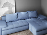 Colțar extensibil dumonde cu ladă de depozitare si sezut confortabil din spuma HR, Leonardo Enjoy Albastru 255x193 cm II