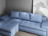 Colțar extensibil dumonde cu ladă de depozitare si sezut confortabil din spuma HR, Leonardo Enjoy Albastru 255x193 cm