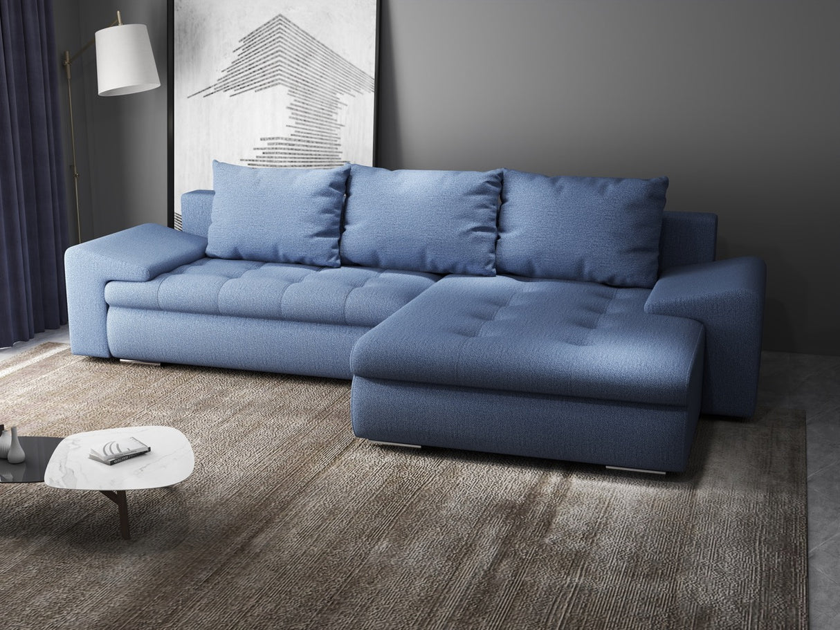 Colțar extensibil dumonde cu ladă de depozitare si sezut confortabil din spuma HR, Leonardo Enjoy Albastru 255x193 cm II