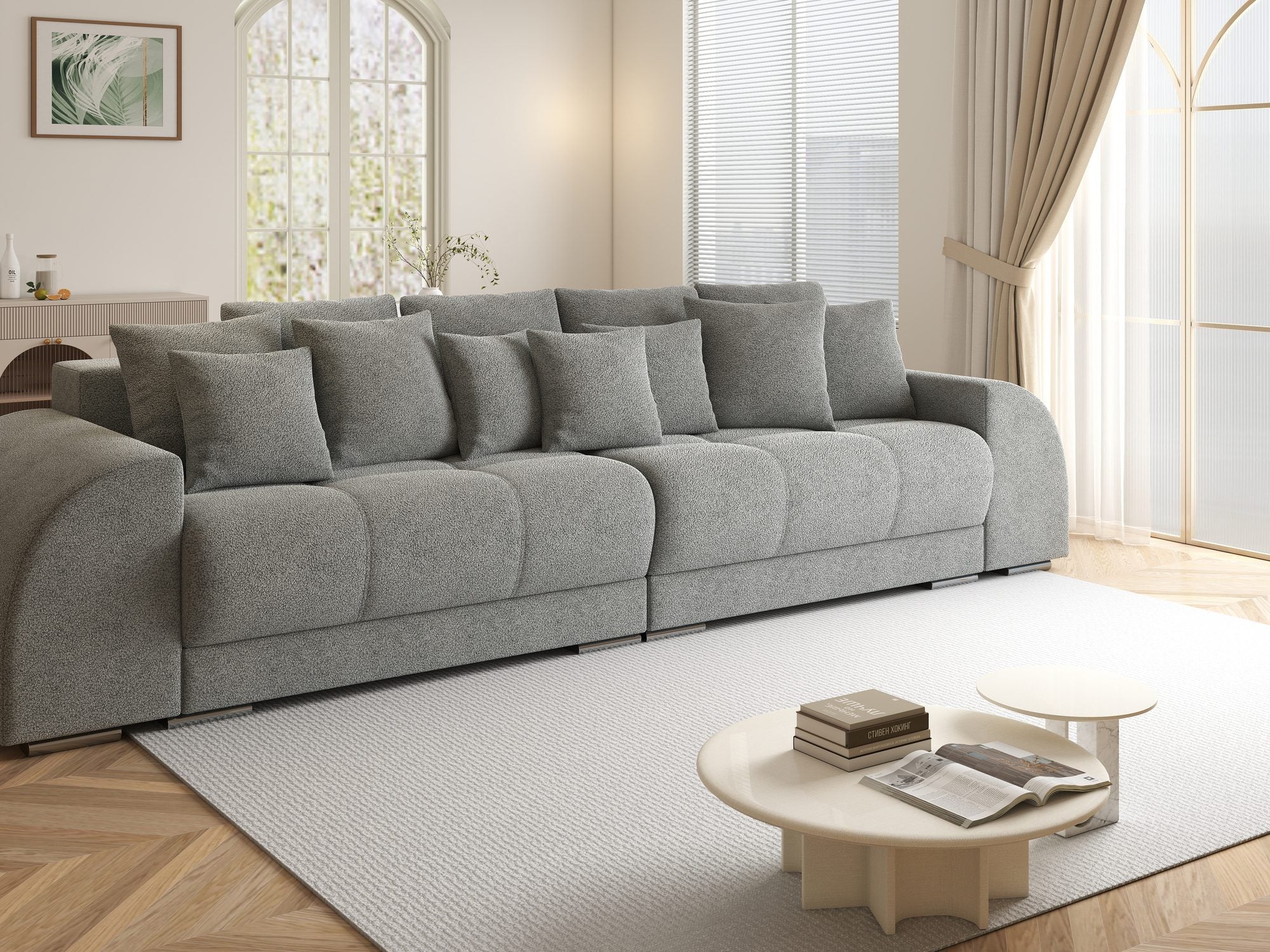 Canapea extensibilă dumonde cu 2 lăzi de depozitare si sezut confortabil din spuma high-density, Verona Quelle Gri 83 310x100 cm