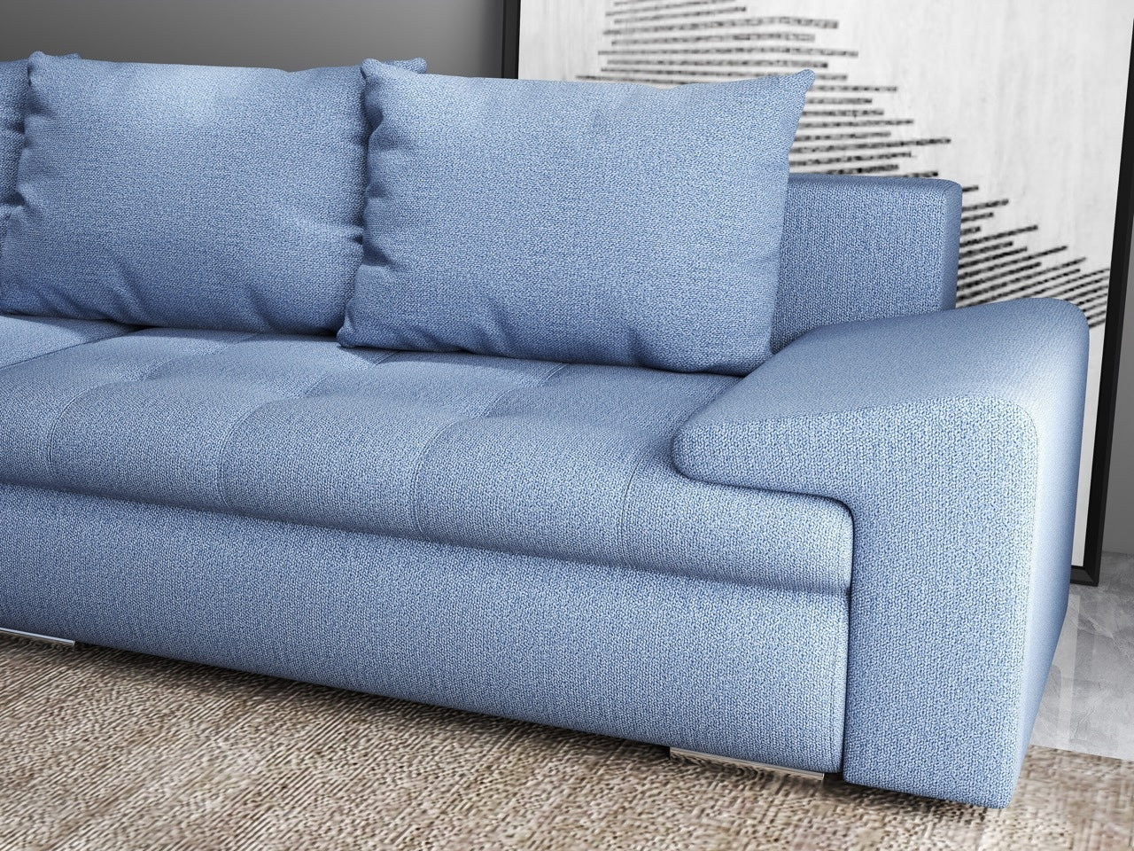 Colțar extensibil dumonde cu ladă de depozitare si sezut confortabil din spuma HR, Leonardo Enjoy Albastru 255x193 cm Fabrica