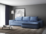 Colțar extensibil dumonde cu ladă de depozitare si sezut confortabil din spuma HR, Leonardo Enjoy Albastru 255x193 cm II