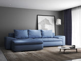 Colțar extensibil dumonde cu ladă de depozitare si sezut confortabil din spuma HR, Leonardo Enjoy Albastru 255x193 cm