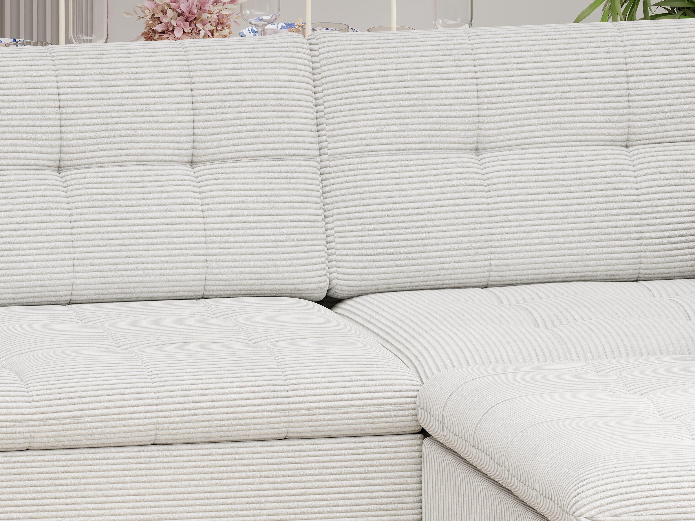 Colțar extensibil dumonde cu ladă de depozitare și șezut confortabil din spumă HR, Merkur XL Zoom Gri 256x217 cm II