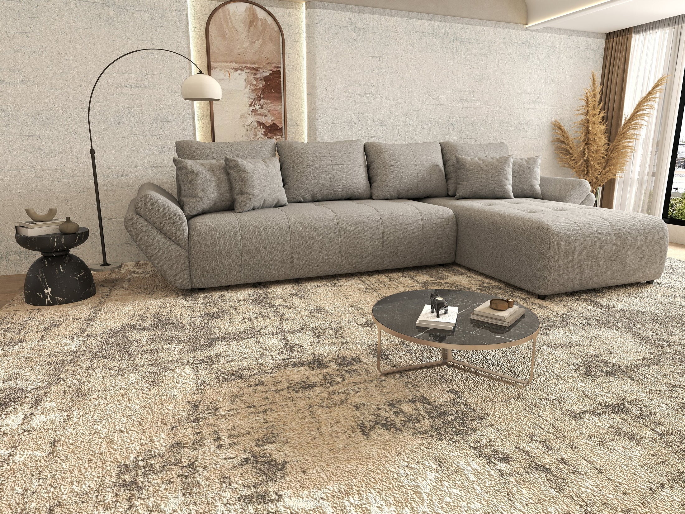 Colțar extensibil dumonde cu ladă de depozitare Berlin XL Enjoy Grey 350x185 cm II