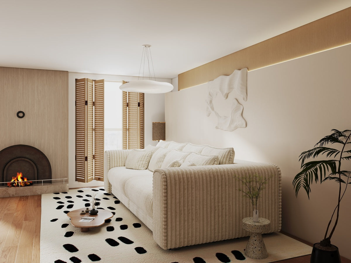 Canapea extensibilă dumonde cu ladă de depozitare Monaco XXL Tilia Crem 290x120 cm