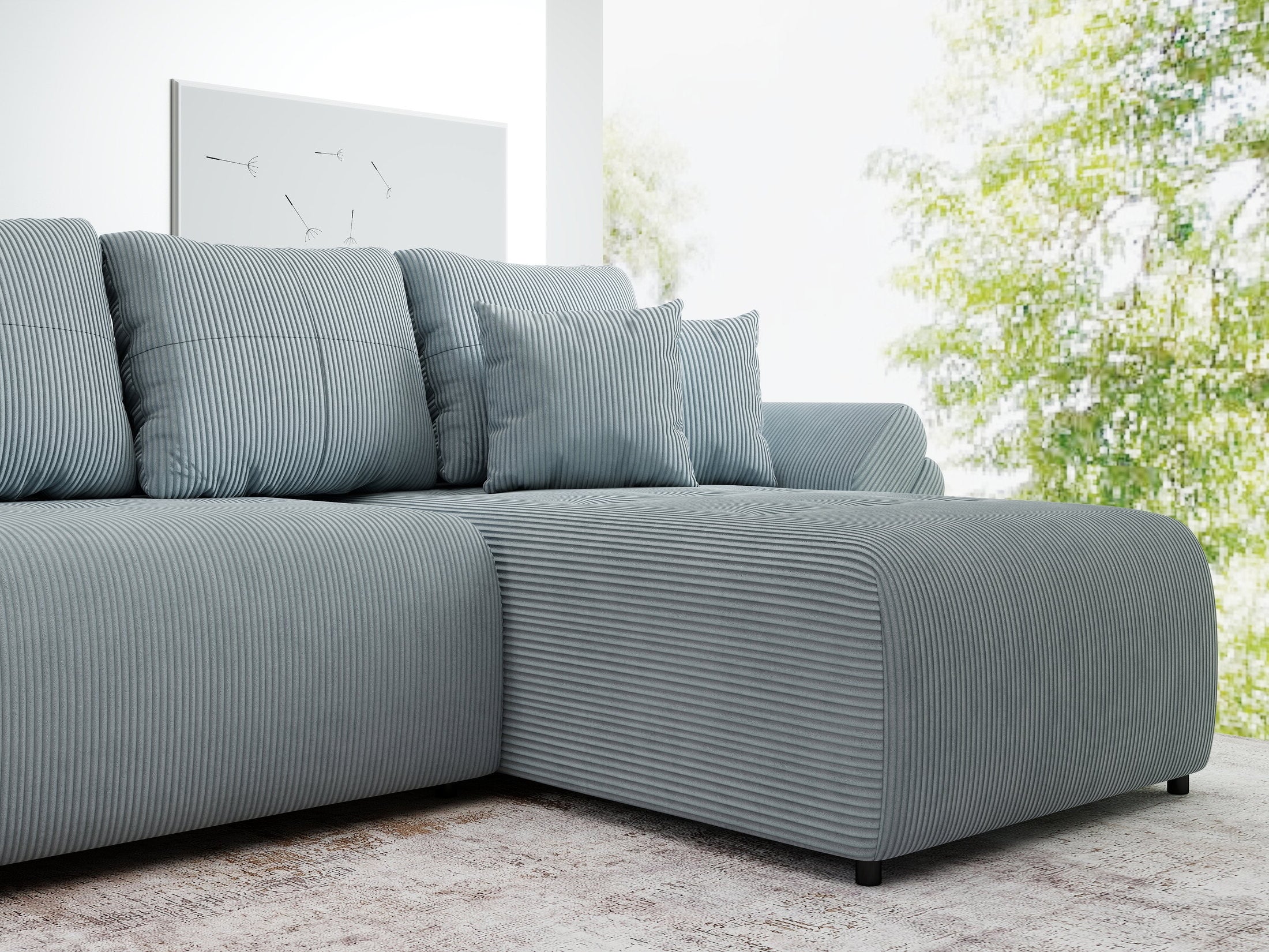 Colțar extensibil dumonde cu ladă de depozitare Berlin XL Zoom Grey II 350x185 cm