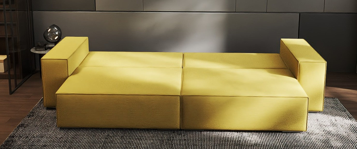 Canapea extensibilă dumonde cu ladă de depozitare si sezut confortabil din spuma HR, Dream Enjoy Melon 310x100 cm Fabrica