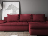 Colțar extensibil dumonde cu ladă de depozitare si sezut confortabil din spuma HR, Leonardo Enjoy Rosu 255x193 cm II