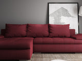 Colțar extensibil dumonde cu ladă de depozitare si sezut confortabil din spuma HR, Leonardo Enjoy Rosu 255x193 cm