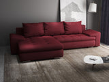 Colțar extensibil dumonde cu ladă de depozitare si sezut confortabil din spuma HR, Leonardo Enjoy Rosu 255x193 cm
