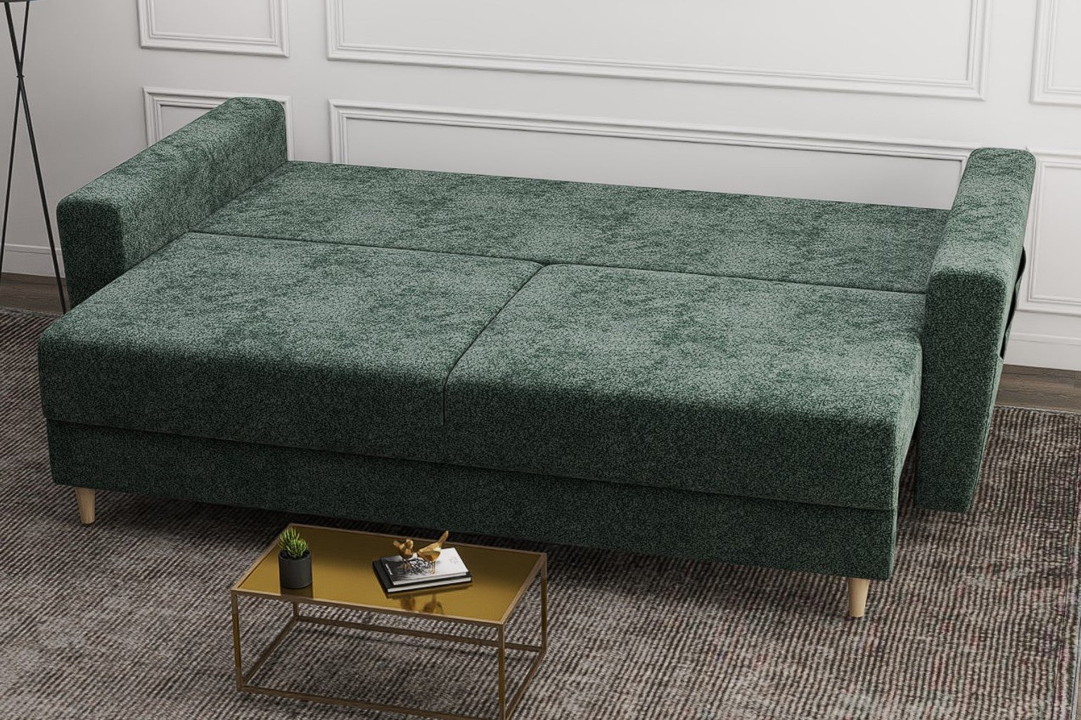 Canapea extensibilă dumonde cu ladă de depozitare si sezut confortabil din spuma HR, Summer Euphoria Verde 225x100 cm