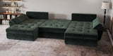Colțar extensibil dumonde cu ladă de depozitare si sezut confortabil din spuma HR, Loana U Verde Euphoria 355x185 cm Fabrica