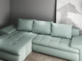 Colțar extensibil dumonde cu ladă de depozitare si sezut confortabil din spuma HR, Leonardo Enjoy Verde Mint 255x193 cm