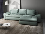 Colțar extensibil dumonde cu ladă de depozitare si sezut confortabil din spuma HR, Leonardo Enjoy Verde Mint 255x193 cm II