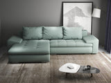 Colțar extensibil dumonde cu ladă de depozitare si sezut confortabil din spuma HR, Leonardo Enjoy Verde Mint 255x193 cm