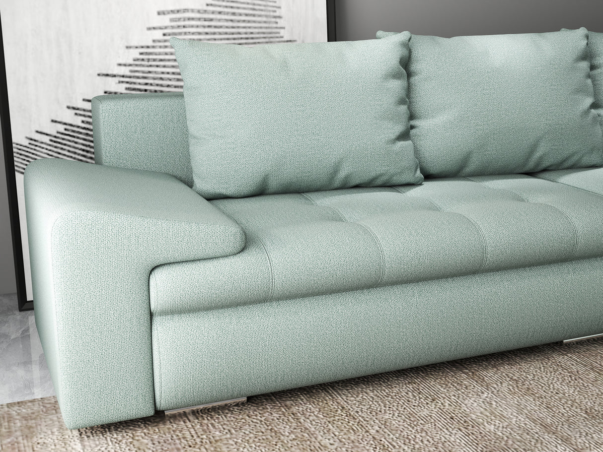 Colțar extensibil dumonde cu ladă de depozitare si sezut confortabil din spuma HR, Leonardo Enjoy Verde Mint 255x193 cm II