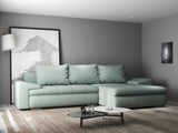 Colțar extensibil dumonde cu ladă de depozitare si sezut confortabil din spuma HR, Leonardo Enjoy Verde Mint 255x193 cm II