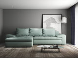 Colțar extensibil dumonde cu ladă de depozitare si sezut confortabil din spuma HR, Leonardo Enjoy Verde Mint 255x193 cm