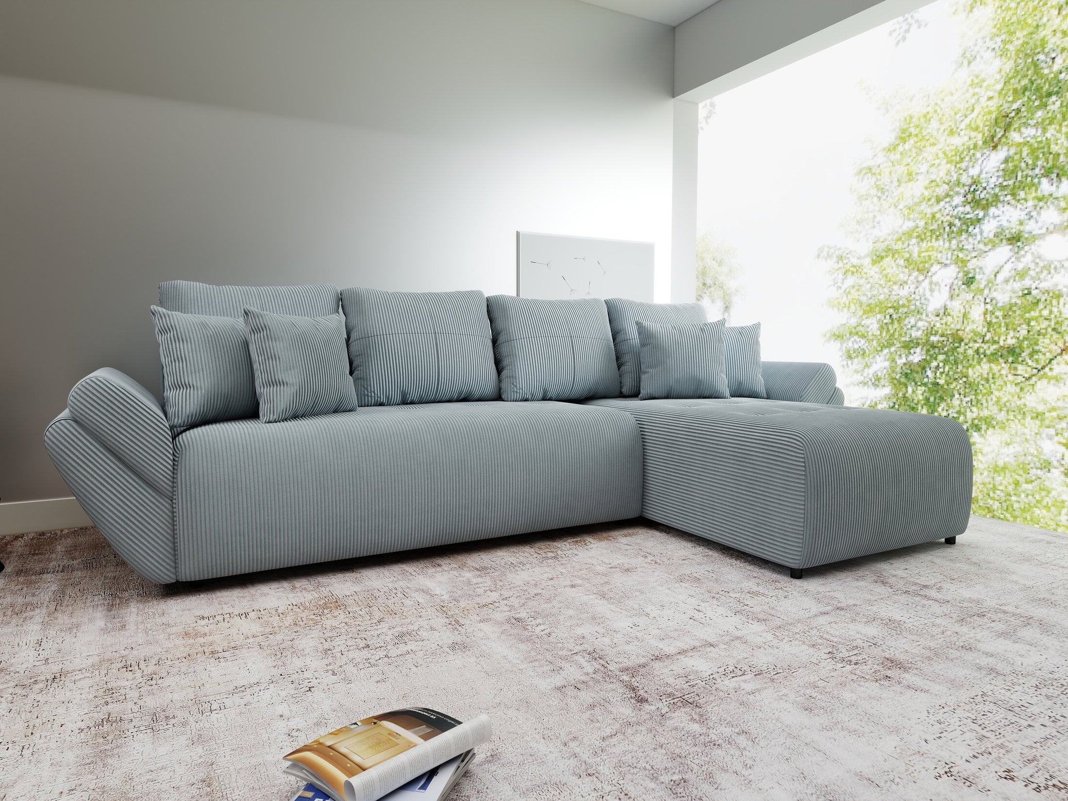 Colțar extensibil dumonde cu ladă de depozitare Berlin XL Zoom Grey II 350x185 cm