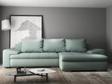 Colțar extensibil dumonde cu ladă de depozitare si sezut confortabil din spuma HR, Leonardo Enjoy Verde Mint 255x193 cm II