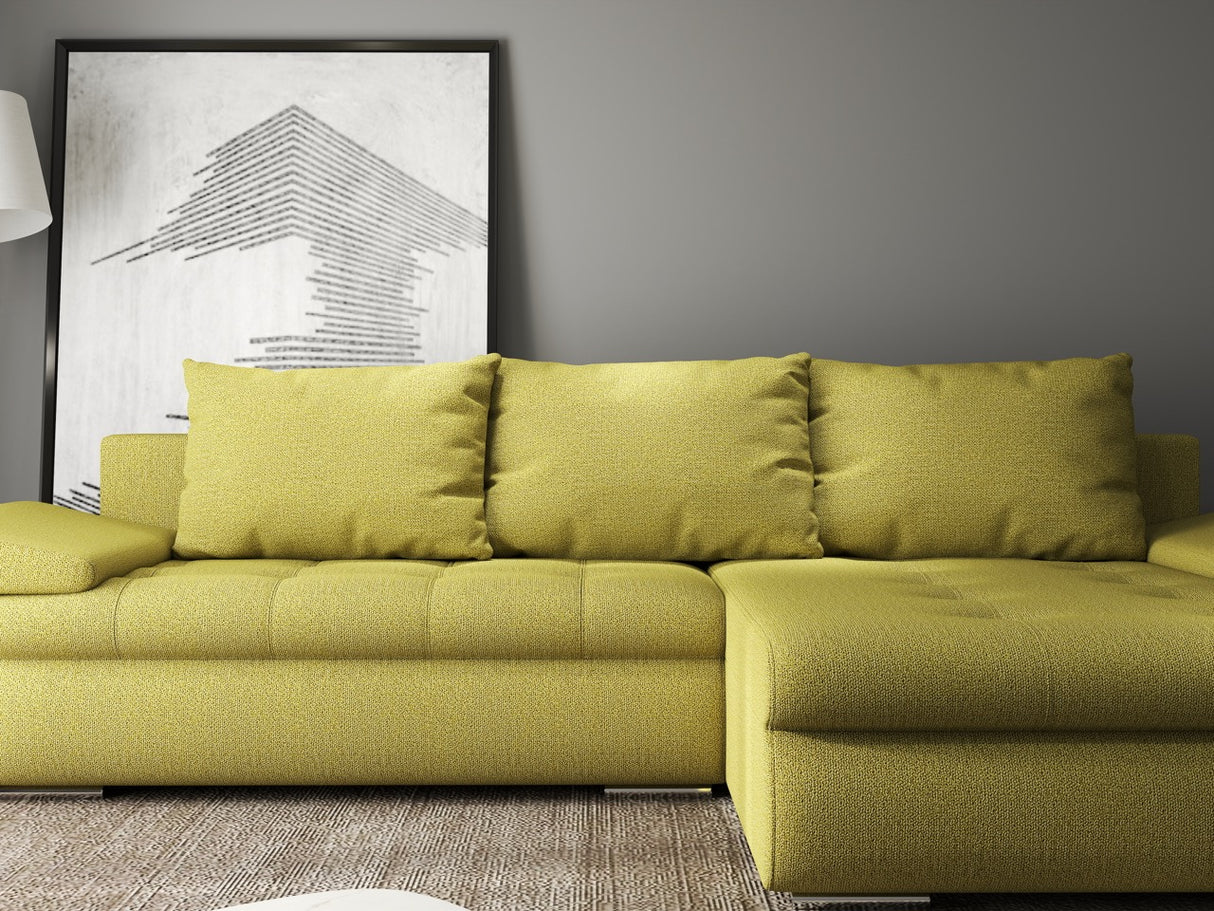 Colțar extensibil dumonde cu ladă de depozitare si sezut confortabil din spuma HR, Leonardo Enjoy Verde 255x193 cm II