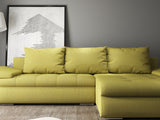 Colțar extensibil dumonde cu ladă de depozitare si sezut confortabil din spuma HR, Leonardo Enjoy Verde 255x193 cm II