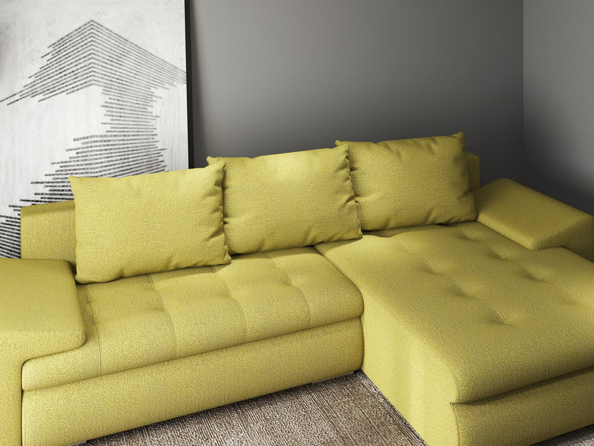 Colțar extensibil dumonde cu ladă de depozitare si sezut confortabil din spuma HR, Leonardo Enjoy Verde 255x193 cm II
