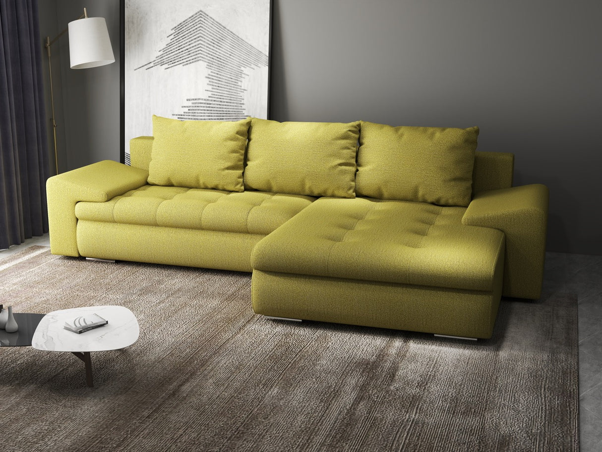 Colțar extensibil dumonde cu ladă de depozitare si sezut confortabil din spuma HR, Leonardo Enjoy Verde 255x193 cm II