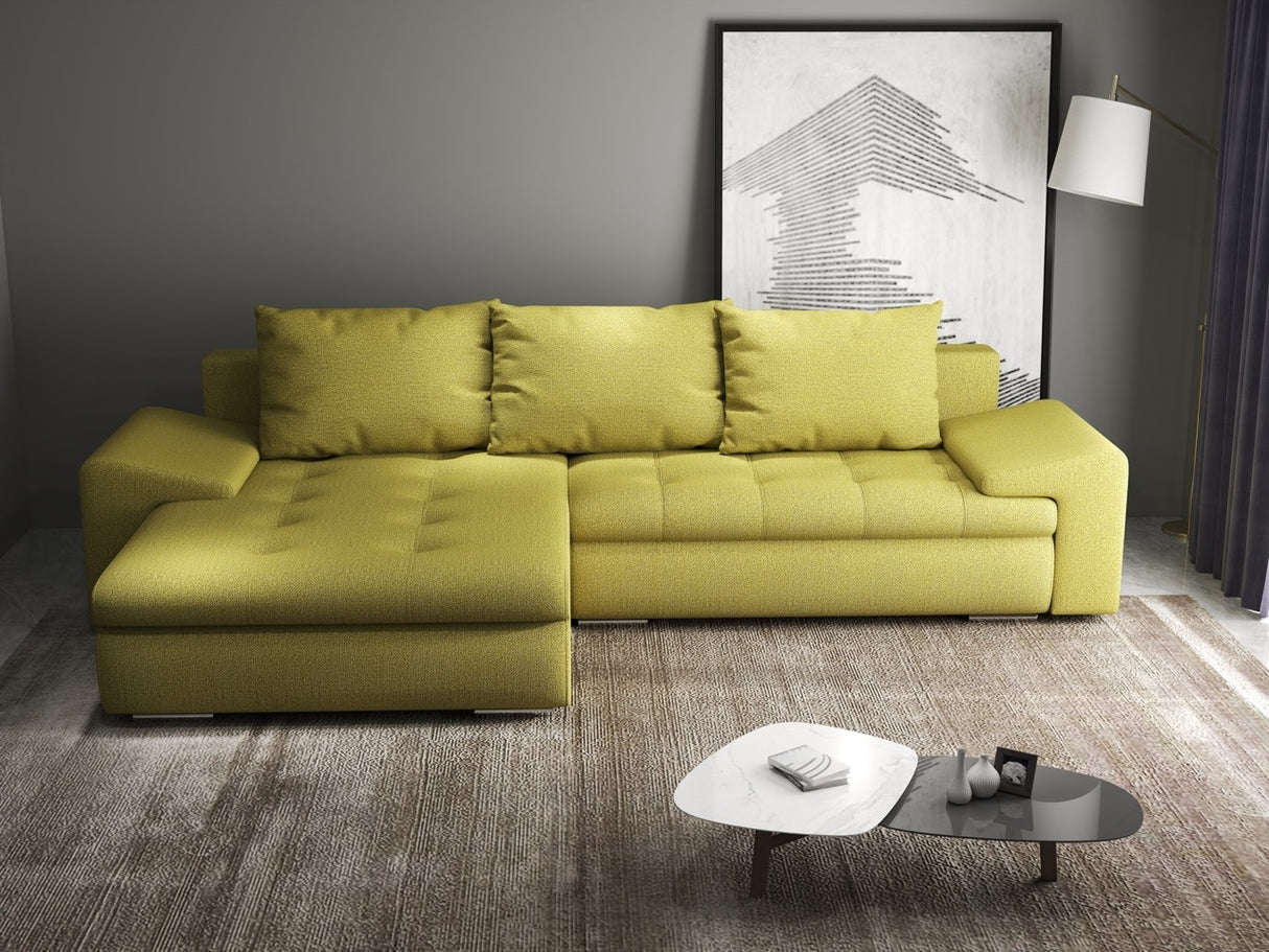 Colțar extensibil dumonde cu ladă de depozitare si sezut confortabil din spuma HR, Leonardo Enjoy Verde 255x193 cm