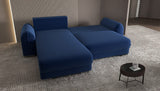 Colțar extensibil dumonde cu ladă de depozitare si sezut confortabil din spuma HR, Denver Royal Albastru 275x185 cm Fabrica