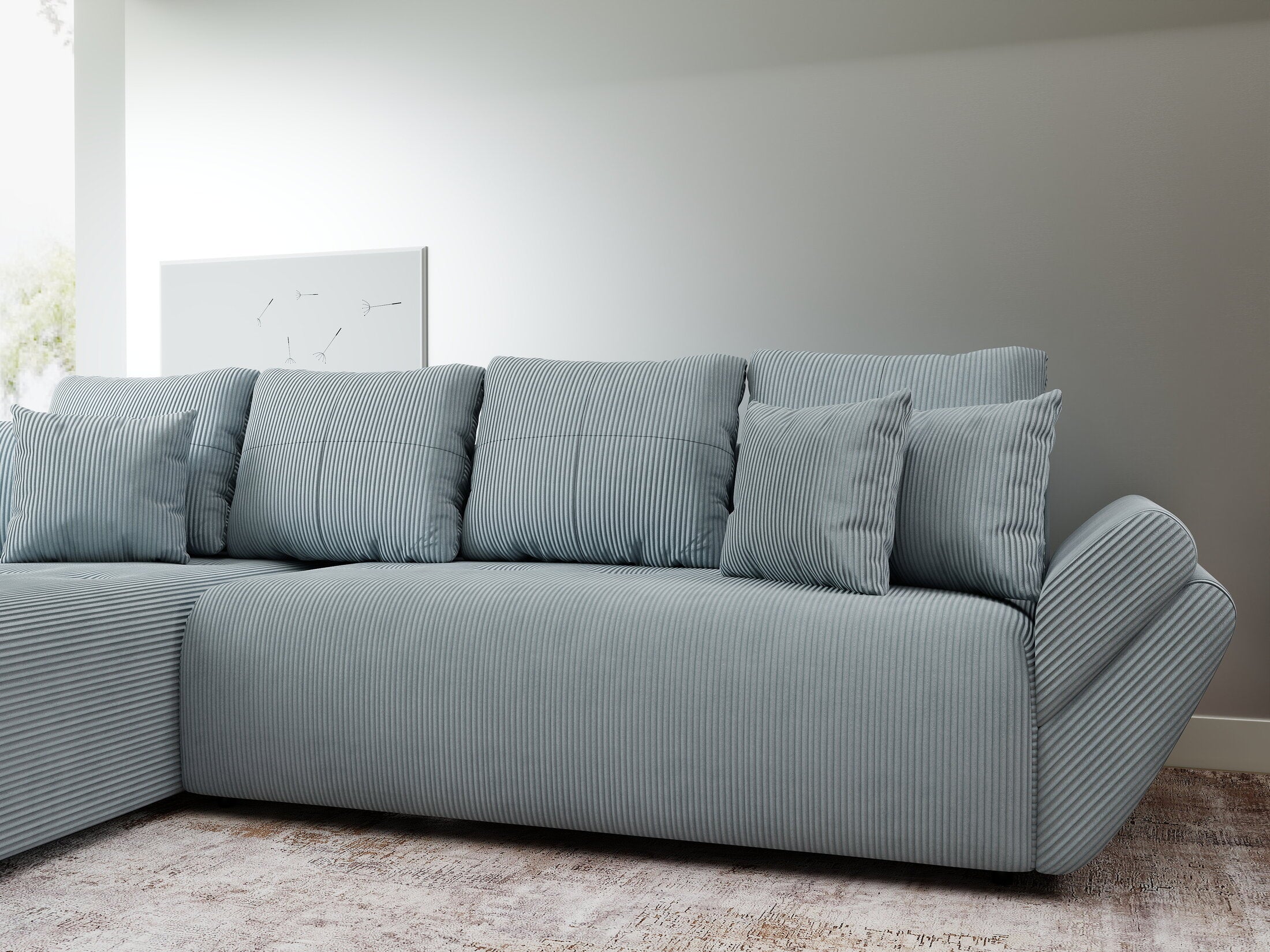 Colțar extensibil dumonde cu ladă de depozitare Berlin XL Zoom Grey 350x185 cm