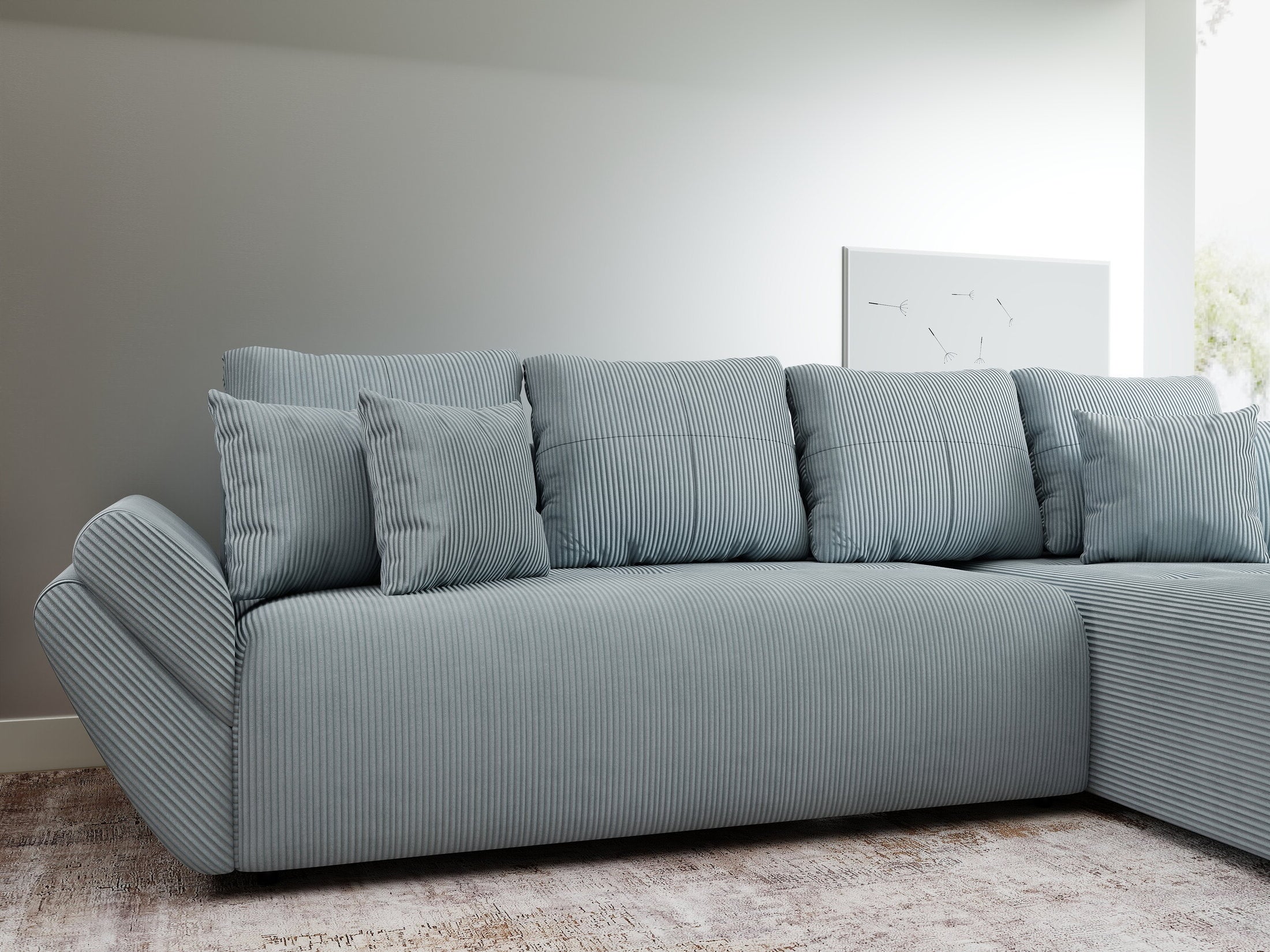 Colțar extensibil dumonde cu ladă de depozitare Berlin XL Zoom Grey II 350x185 cm