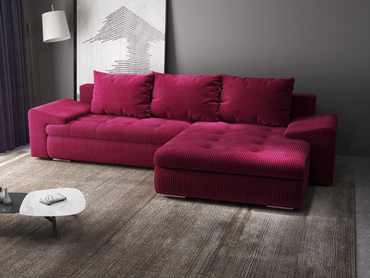 Colțar extensibil dumonde cu ladă de depozitare si sezut confortabil din spuma HR, Leonardo Zoom Rosu 255x193 cm II