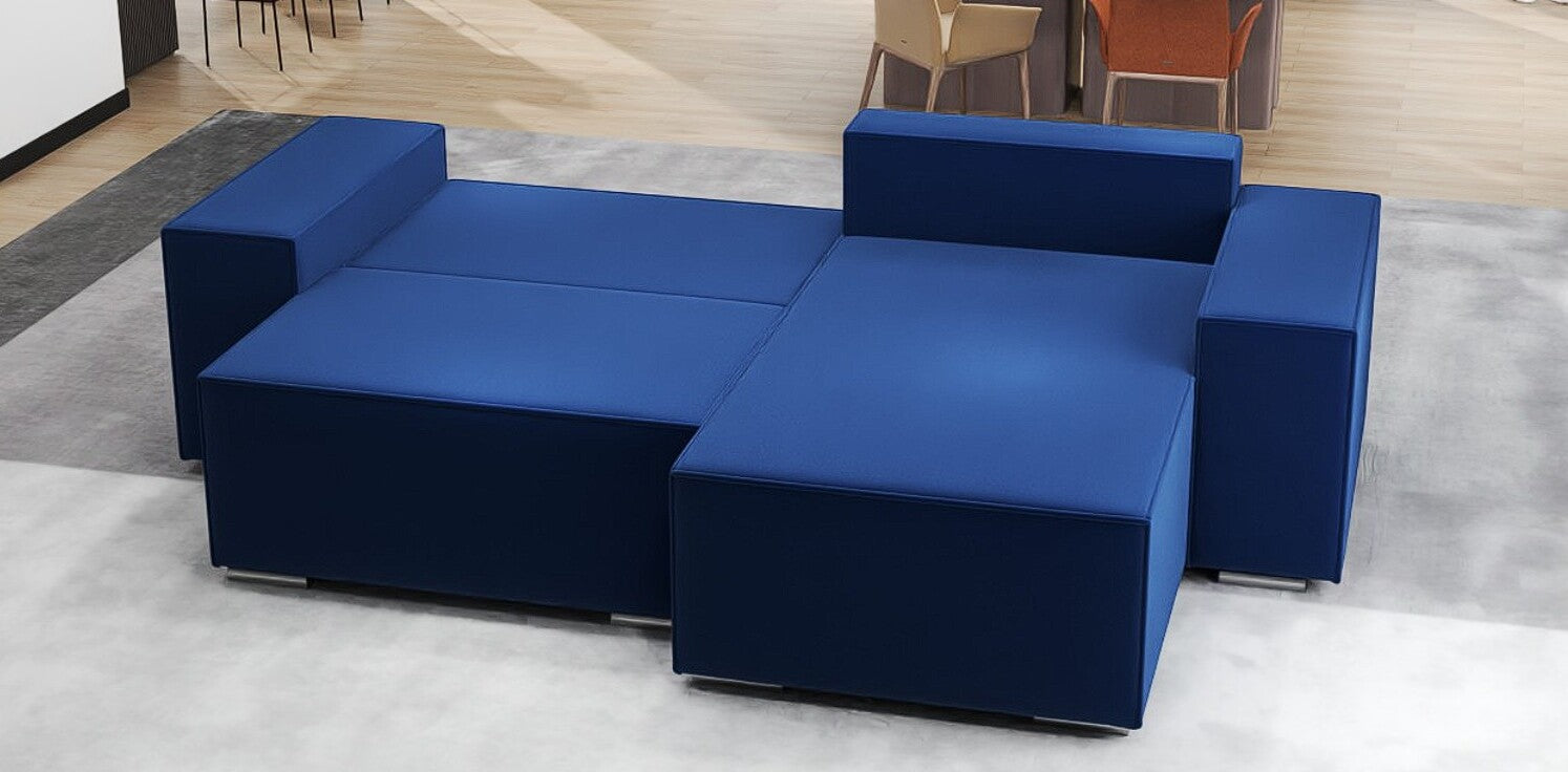 Colțar extensibil dumonde cu ladă de depozitare si sezut confortabil din spuma HR, Dream Royal Albastru 290x185 cm II Fabrica