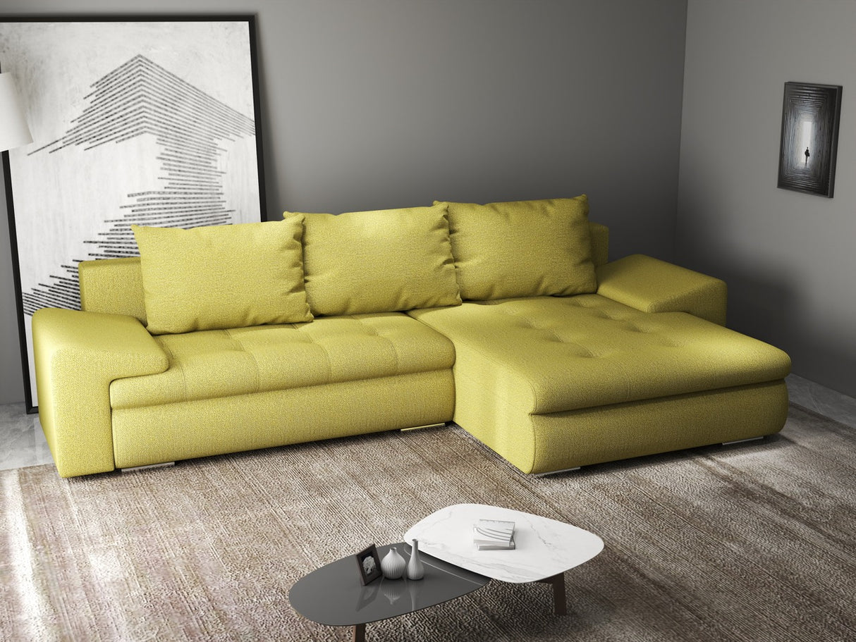 Colțar extensibil dumonde cu ladă de depozitare si sezut confortabil din spuma HR, Leonardo Enjoy Verde 255x193 cm II