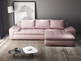 Colțar extensibil dumonde cu ladă de depozitare si sezut confortabil din spuma HR, Leonardo Enjoy Roz 255x193 cm II