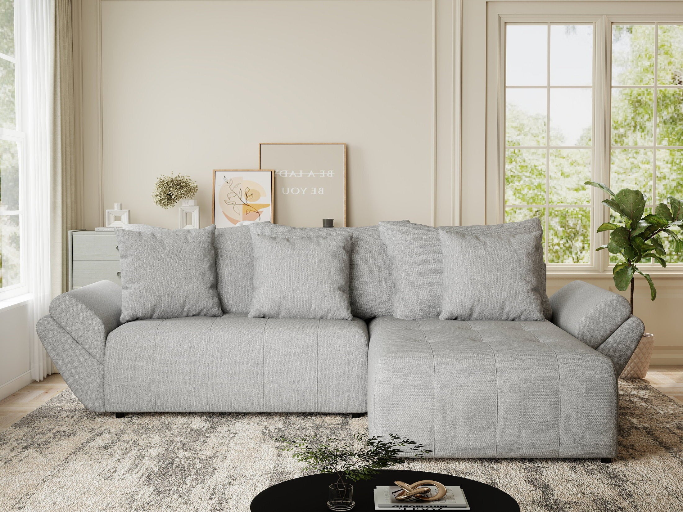 Colțar extensibil dumonde cu ladă de depozitare si sezut confortabil din spuma HR, Berlin Enjoy Gri 280x185 cm II