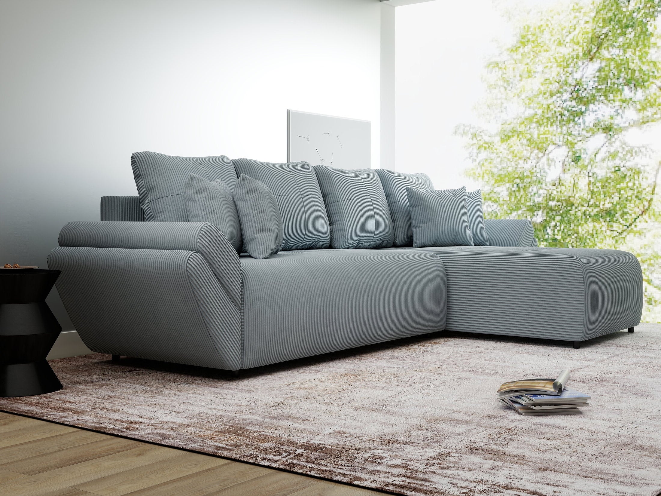Colțar extensibil dumonde cu ladă de depozitare Berlin XL Zoom Grey II 350x185 cm