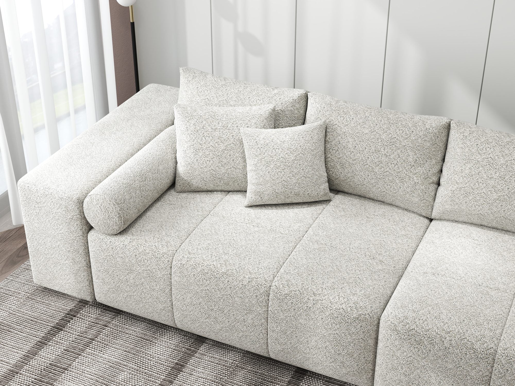 Canapea extensibilă dumonde cu ladă de depozitare si sezut confortabil din spuma high-density, Marbela XXL Arena Bej 2 290x100 cm