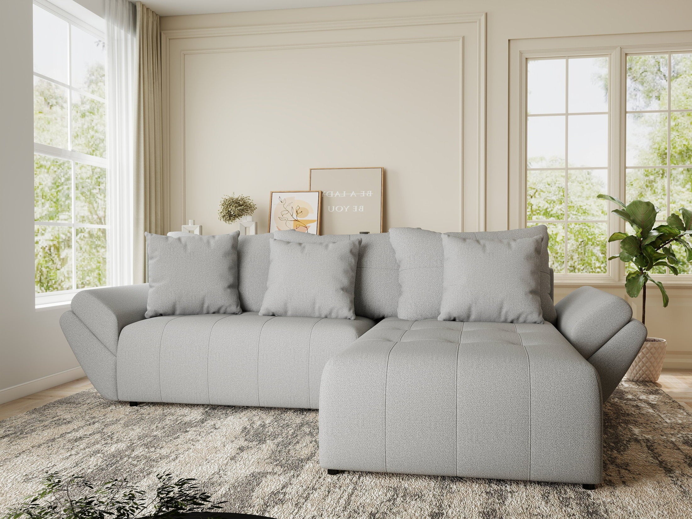 Colțar extensibil dumonde cu ladă de depozitare si sezut confortabil din spuma HR, Berlin Enjoy Gri 280x185 cm II