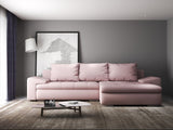 Colțar extensibil dumonde cu ladă de depozitare si sezut confortabil din spuma HR, Leonardo Enjoy Roz 255x193 cm II