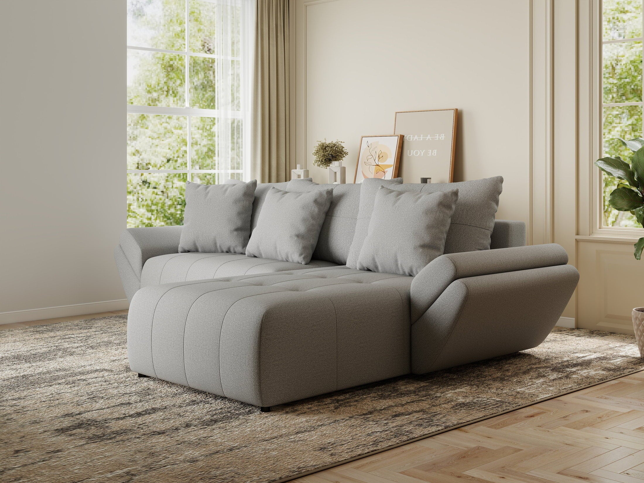 Colțar extensibil dumonde cu ladă de depozitare si sezut confortabil din spuma HR, Berlin Enjoy Gri 280x185 cm II