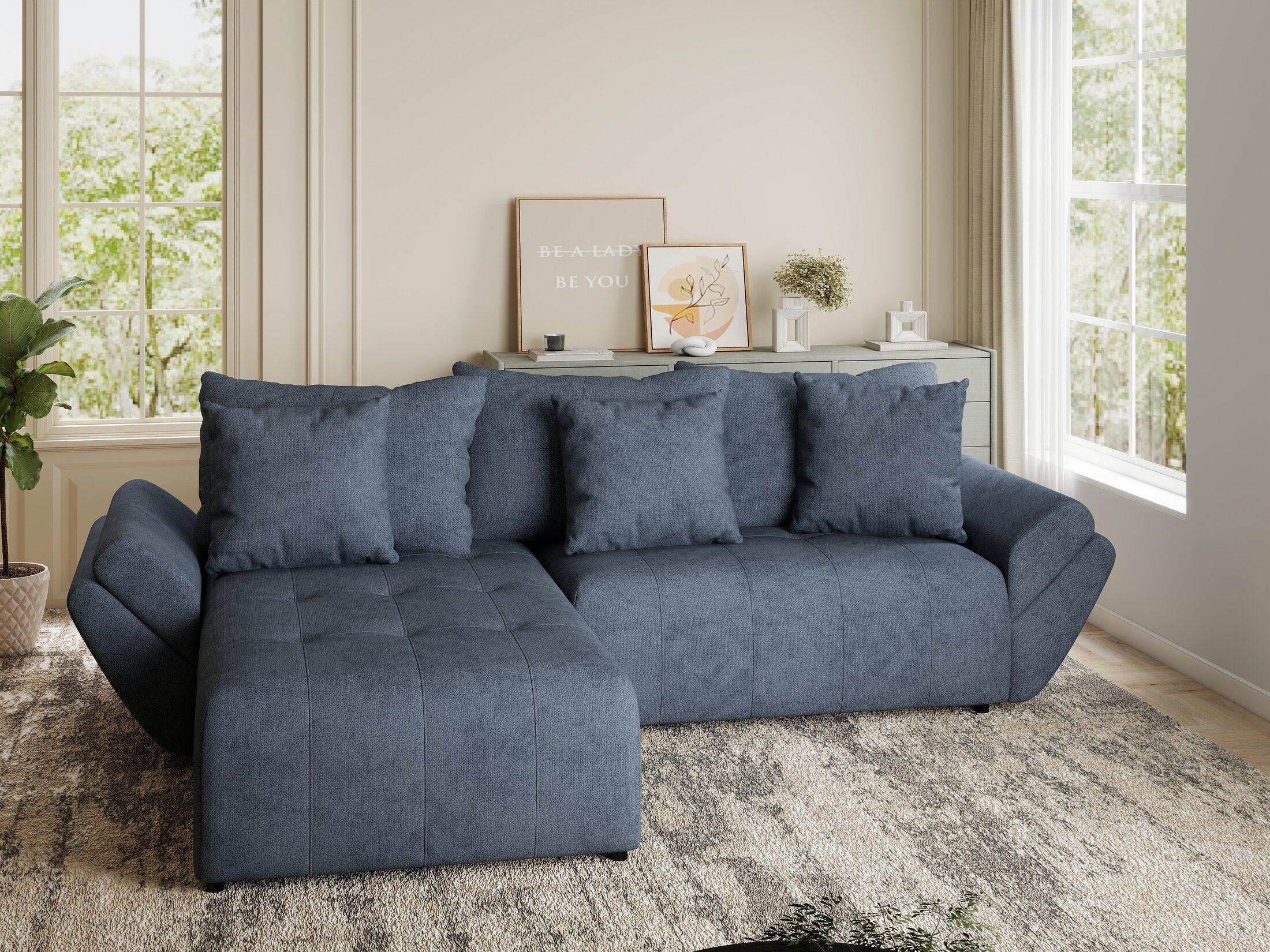 Colțar extensibil dumonde cu ladă de depozitare si sezut confortabil din spuma HR, Berlin Enjoy Antracit 280x185 cm