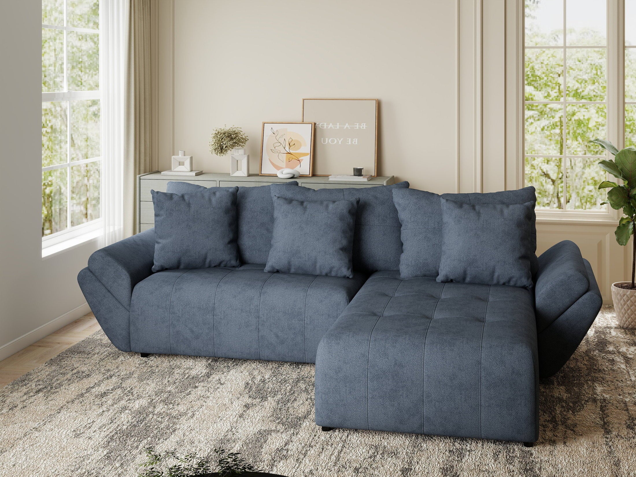 Colțar extensibil dumonde cu ladă de depozitare si sezut confortabil din spuma HR, Berlin Enjoy Antracit 280x185 cm II