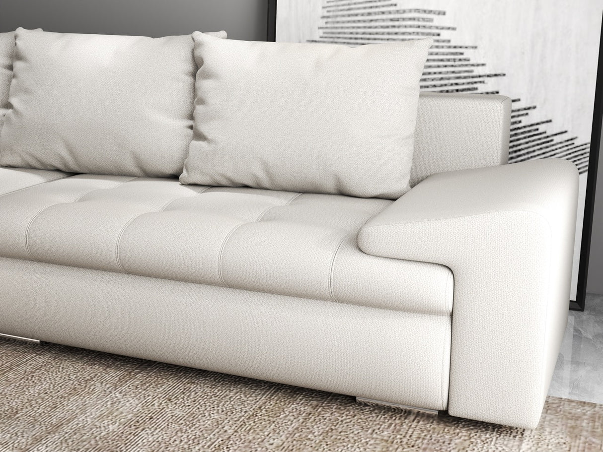 Colțar extensibil dumonde cu ladă de depozitare si sezut confortabil din spuma HR, Leonardo Enjoy Bej 255x193 cm